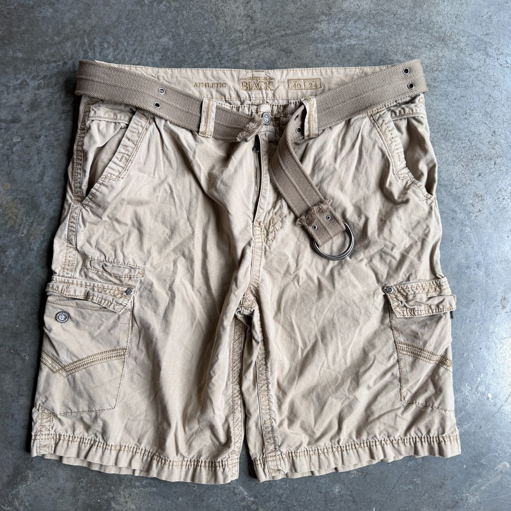 Buckle Black Cargo Shorts Mens 40 Khaki Beige Athletic Fit Maxwell Utility Y2K